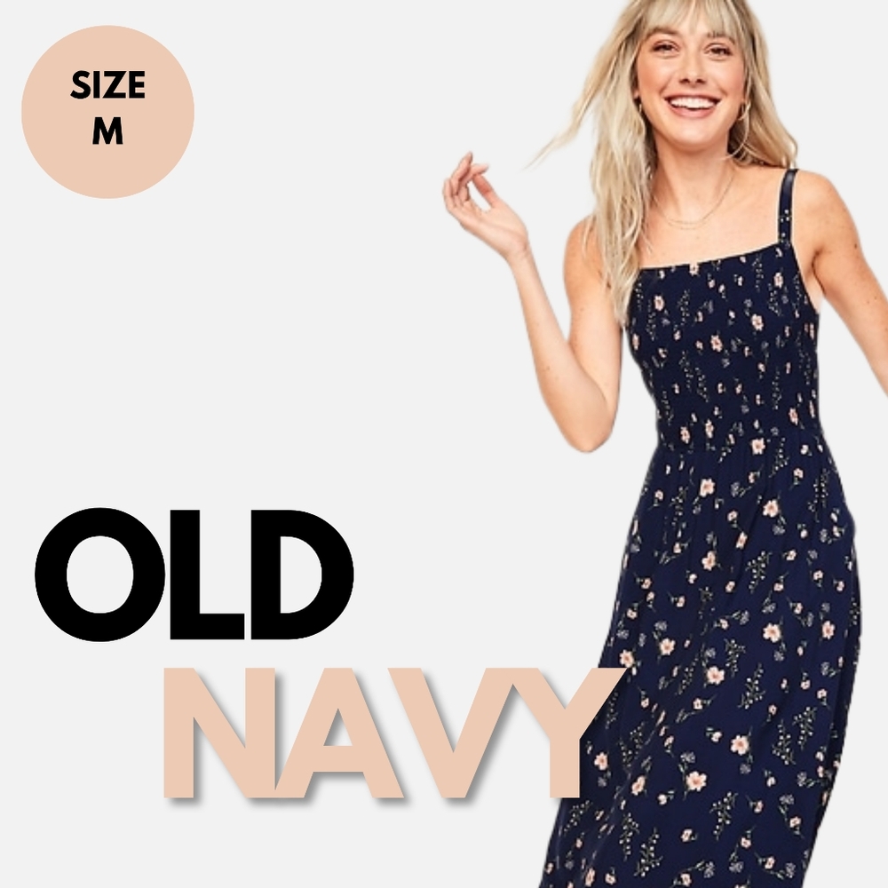Old Navy Navy Floral Midi Dress